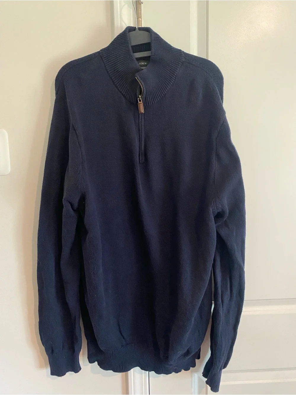 J. Crew Navy Zip-Front Mock Neck Sweater